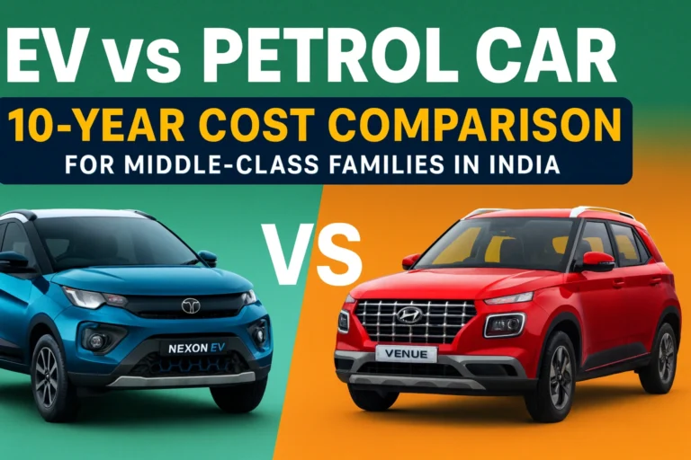 EV vs Petrol Car 10 Year Cost Comparison for Middle Class Families in India